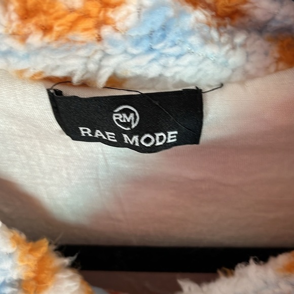 AZTEC SHERPA PRINT BUTTON FUR  SHERPA JACKET ORANGE BLUE NEW - Picture 3 of 10